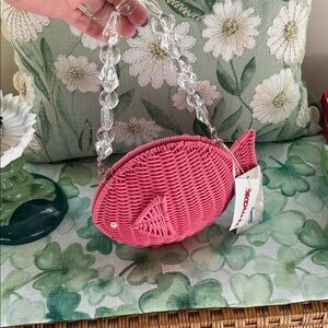 NWT-Viral Tommy Bahama Pink Fish-Shaped Mini Bag